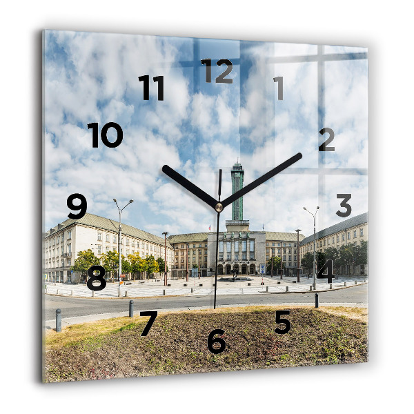 Wanduhr modern quadratisch Panorama von Ostrava