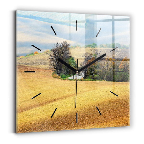 Wanduhr quadratisch Mähren Ländliche Landschaft