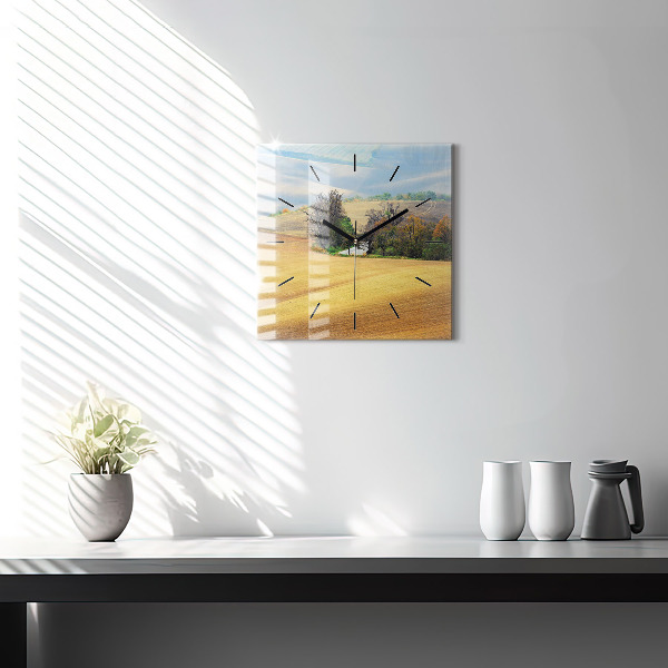 Wanduhr quadratisch Mähren Ländliche Landschaft