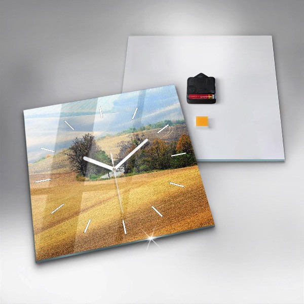 Wanduhr quadratisch Mähren Ländliche Landschaft