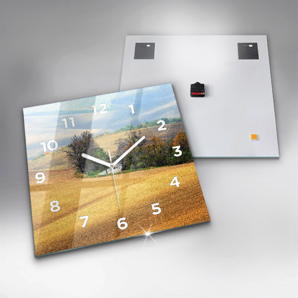 Wanduhr quadratisch Mähren Ländliche Landschaft