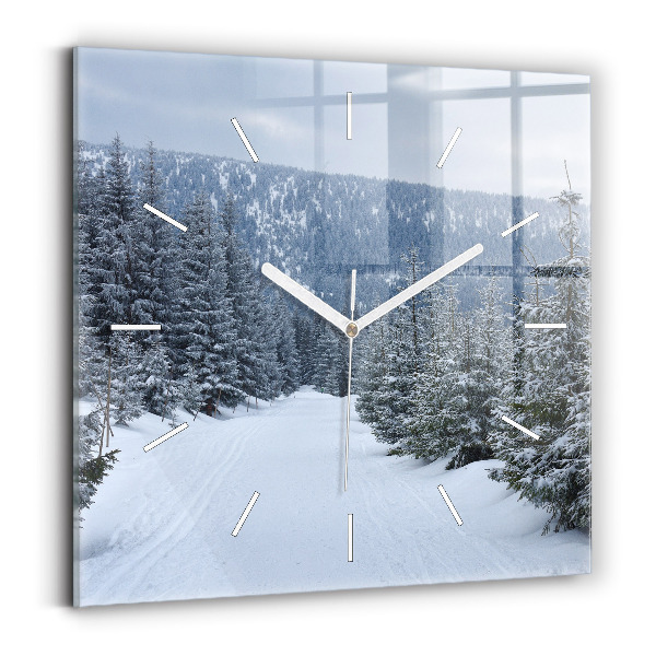 Wanduhr modern quadratisch Tschechisches Riesengebirge im Winter