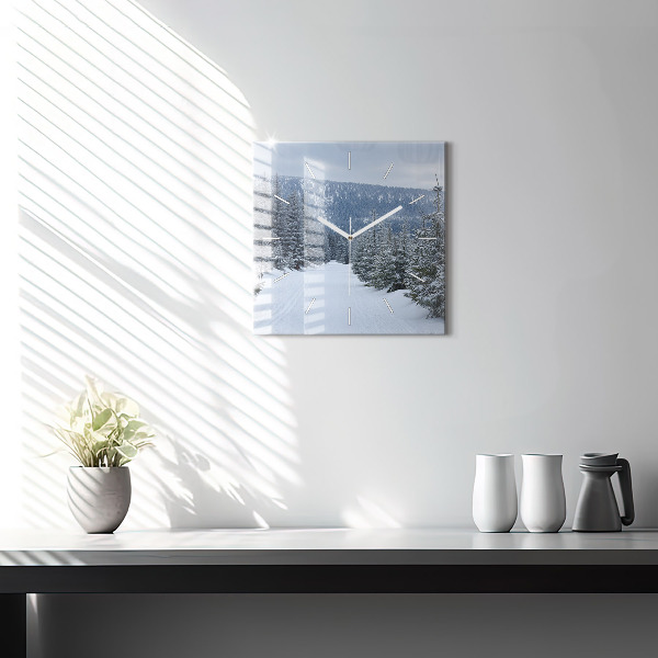 Wanduhr modern quadratisch Tschechisches Riesengebirge im Winter