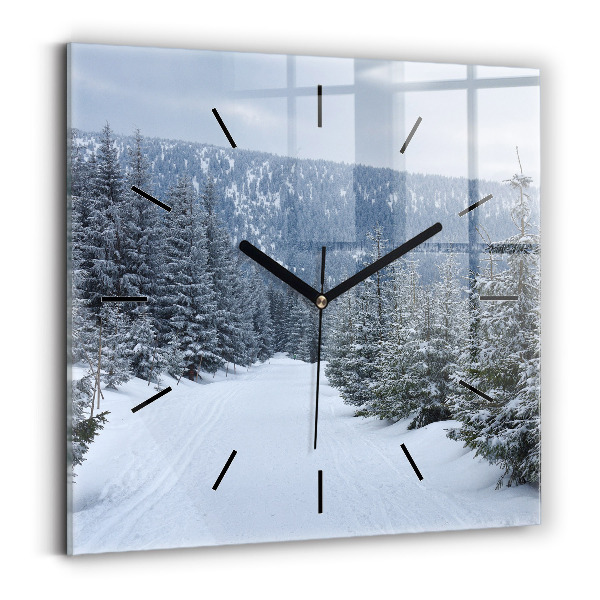 Wanduhr modern quadratisch Tschechisches Riesengebirge im Winter