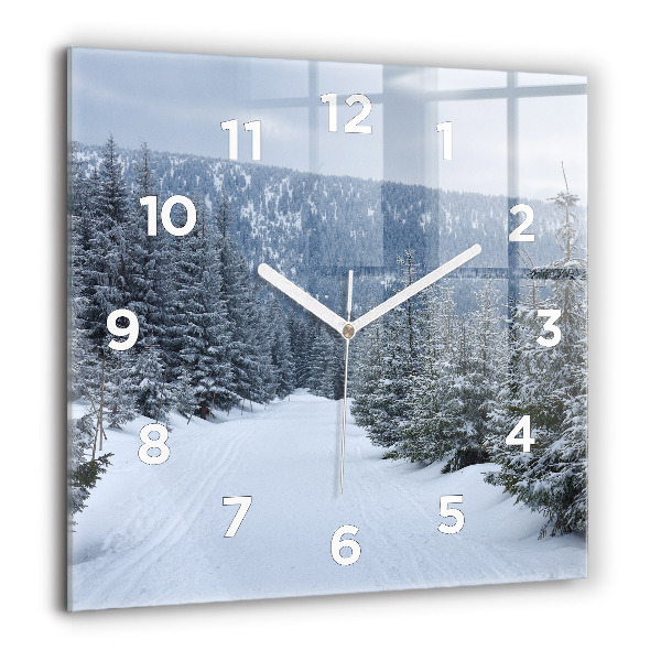 Wanduhr modern quadratisch Tschechisches Riesengebirge im Winter