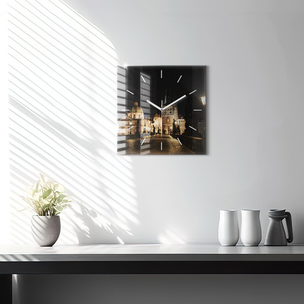 Wanduhr modern quadratisch Karlsbrücke in Prag