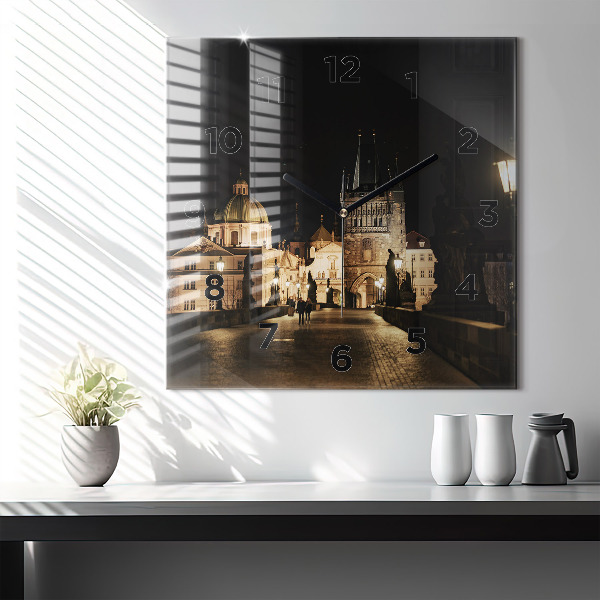 Wanduhr modern quadratisch Karlsbrücke in Prag