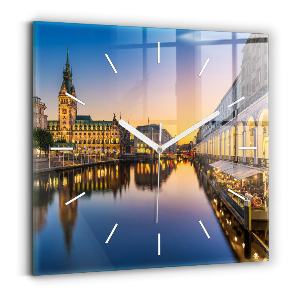 Wanduhr quadratisch Hamburger Rathaus