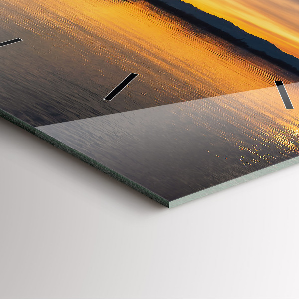 Wanduhr quadratisch mit motiv Sonnenuntergang über einem See