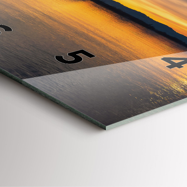 Wanduhr quadratisch mit motiv Sonnenuntergang über einem See