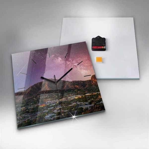 Wanduhr quadratisch Berglandschaft