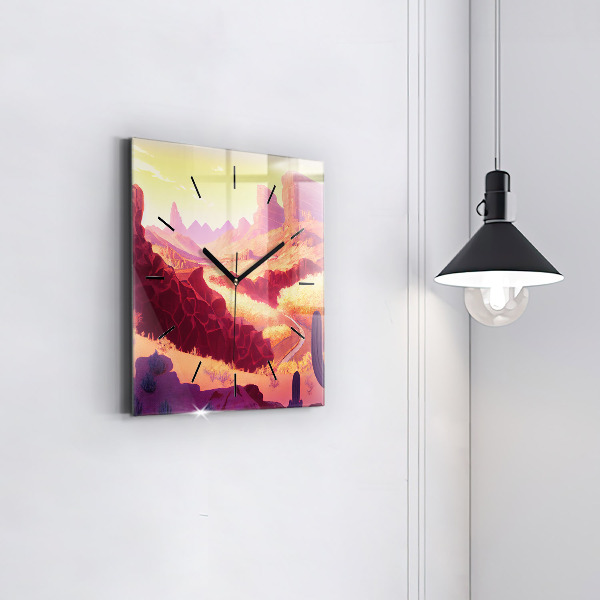 Wanduhr quadratisch Illustration der Wüste von Arizona