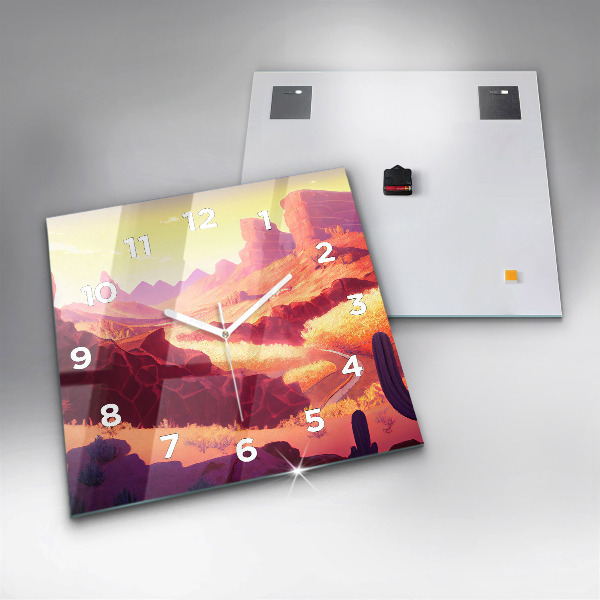 Wanduhr quadratisch Illustration der Wüste von Arizona