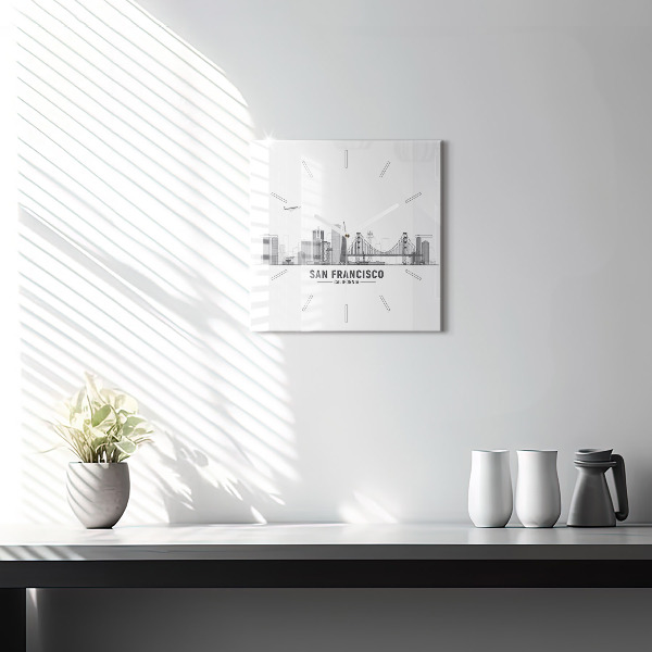 Wanduhr modern quadratisch San Francisco Panorama
