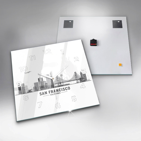 Wanduhr modern quadratisch San Francisco Panorama