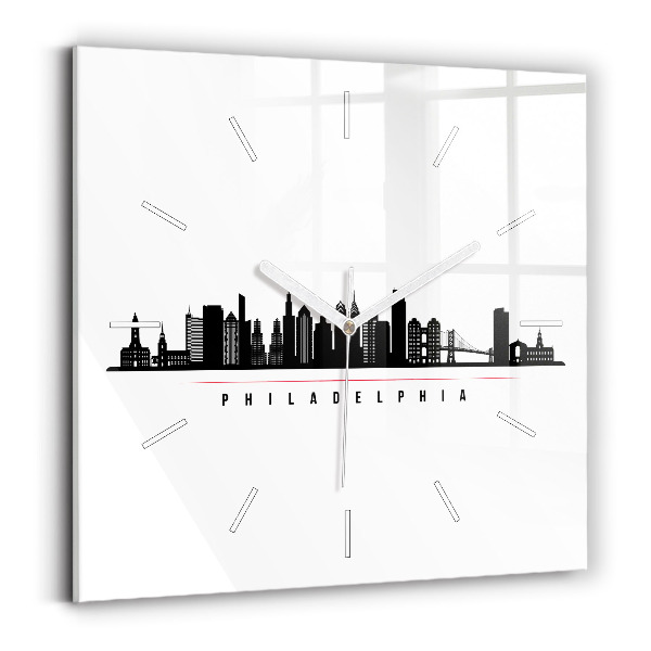 Wanduhr modern quadratisch Illustration Philadelphia