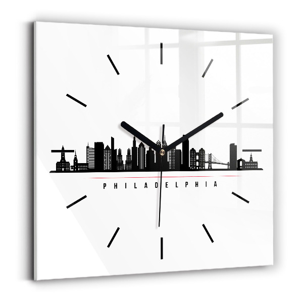 Wanduhr modern quadratisch Illustration Philadelphia