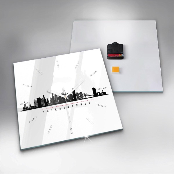 Wanduhr modern quadratisch Illustration Philadelphia