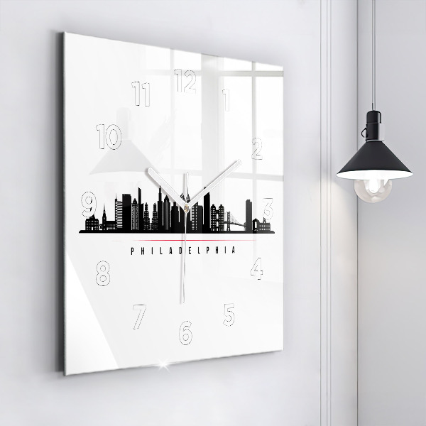 Wanduhr modern quadratisch Illustration Philadelphia