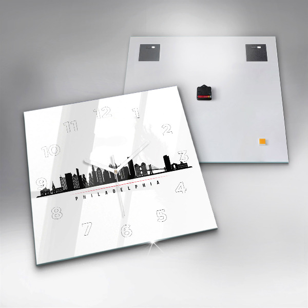 Wanduhr modern quadratisch Illustration Philadelphia