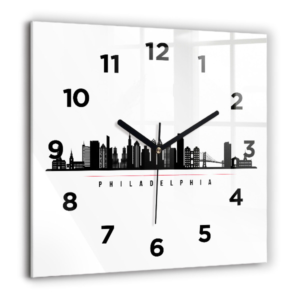 Wanduhr modern quadratisch Illustration Philadelphia