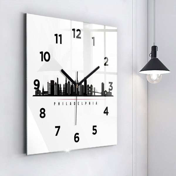 Wanduhr modern quadratisch Illustration Philadelphia