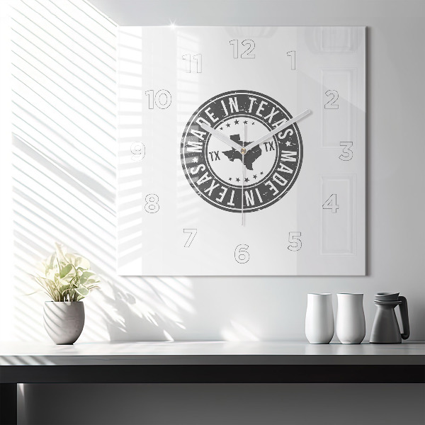 Wanduhr quadratisch Texas-Briefmarke