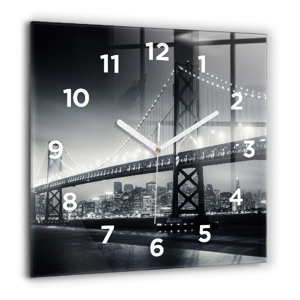 Wanduhr quadratisch mit motiv Brücke bei Nacht in San Francisco