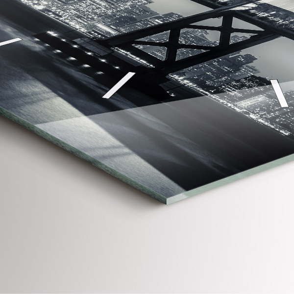Wanduhr quadratisch mit motiv Brücke bei Nacht in San Francisco