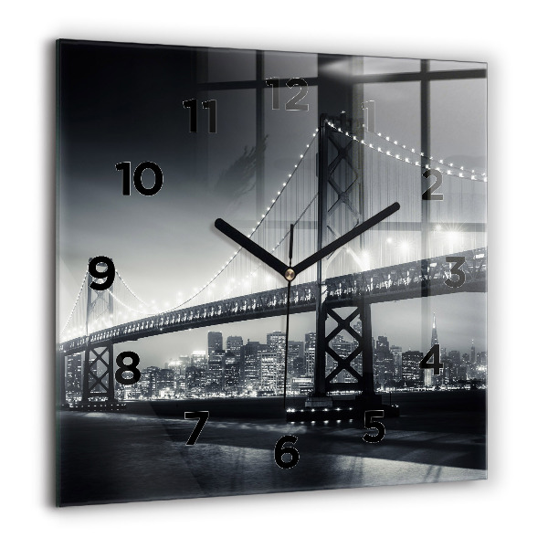 Wanduhr quadratisch mit motiv Brücke bei Nacht in San Francisco