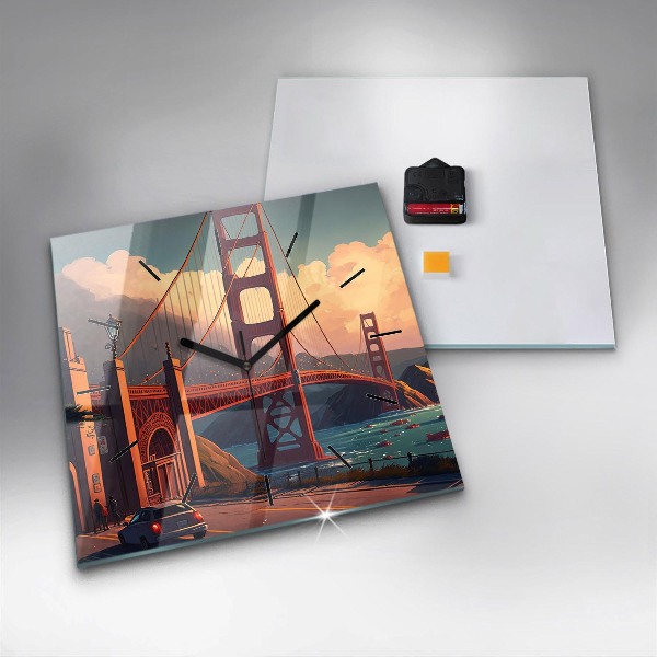Wanduhr quadratisch Brücke von San Francisco