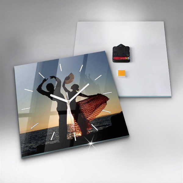 Wanduhr quadratisch Spanischer Tanz auf dem Meer