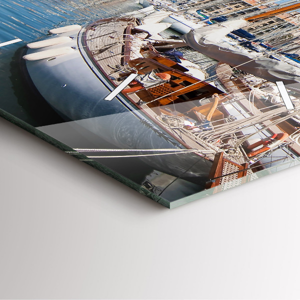 Wanduhr modern quadratisch Yachthafen von Marseille Frankreich