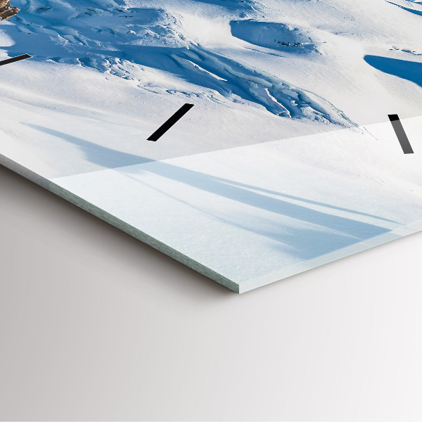 Wanduhr quadratisch Skifahrer in den Alpen