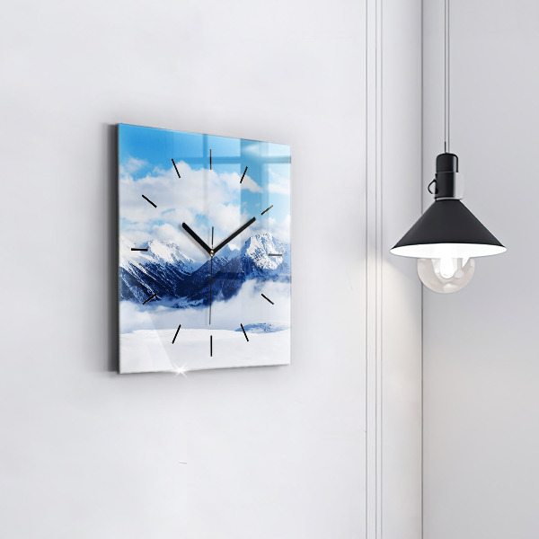 Wanduhr quadratisch Panorama der Berge