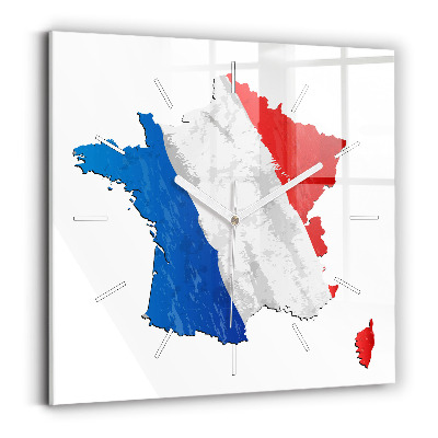 Wanduhr modern quadratisch Flagge von Frankreich