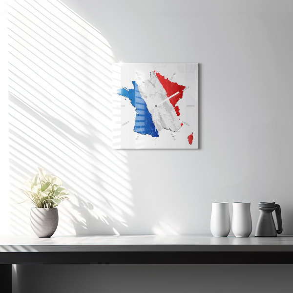 Wanduhr modern quadratisch Flagge von Frankreich