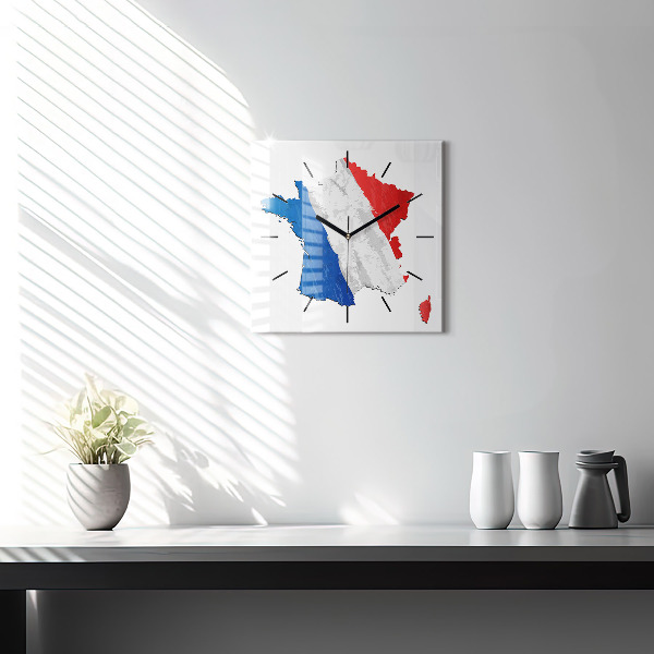 Wanduhr modern quadratisch Flagge von Frankreich