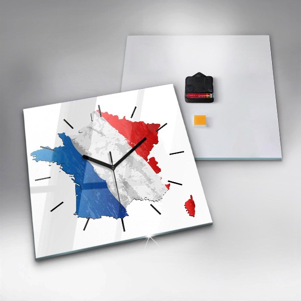 Wanduhr modern quadratisch Flagge von Frankreich