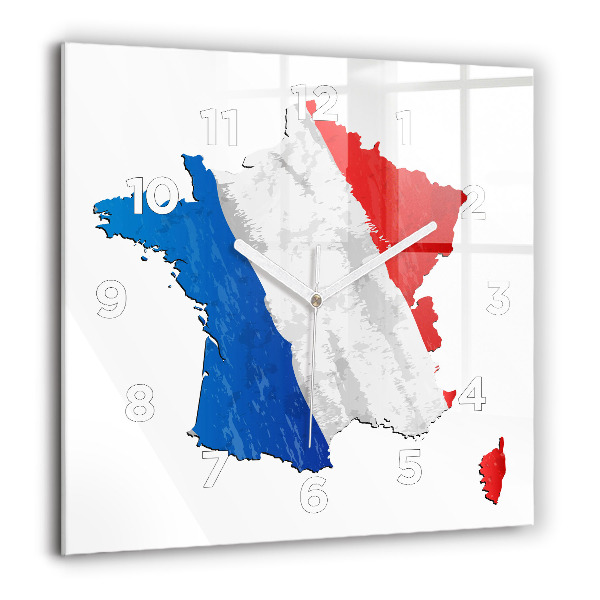 Wanduhr modern quadratisch Flagge von Frankreich