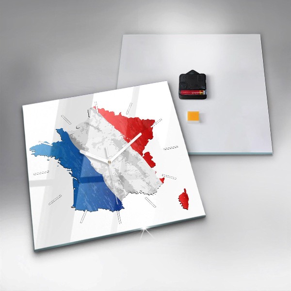 Wanduhr modern quadratisch Flagge von Frankreich
