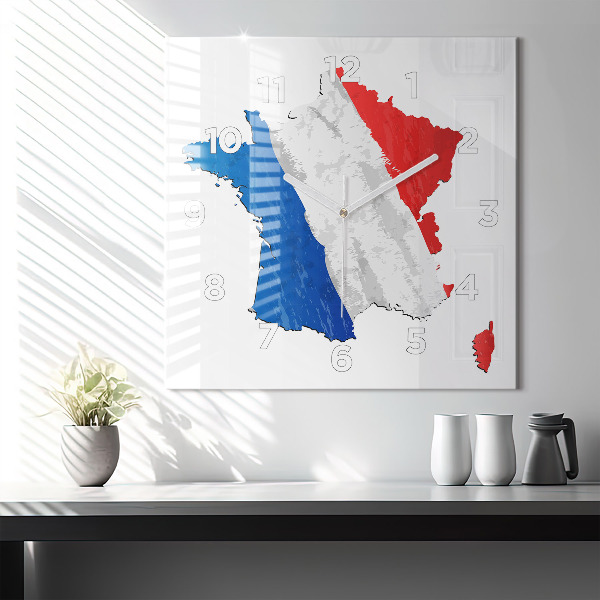 Wanduhr modern quadratisch Flagge von Frankreich