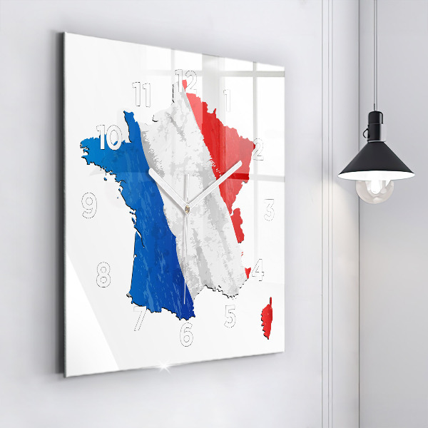 Wanduhr modern quadratisch Flagge von Frankreich
