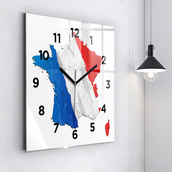 Wanduhr modern quadratisch Flagge von Frankreich