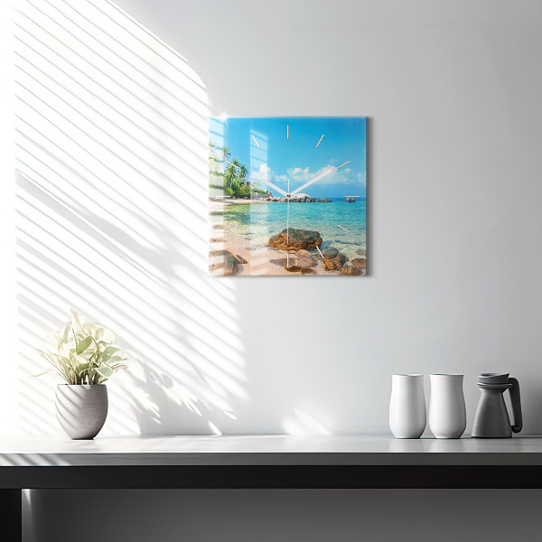 Wanduhr quadratisch Schöner Strand in Thailand