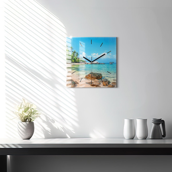 Wanduhr quadratisch Schöner Strand in Thailand