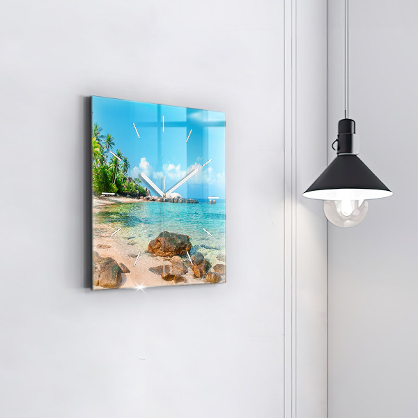 Wanduhr quadratisch Schöner Strand in Thailand