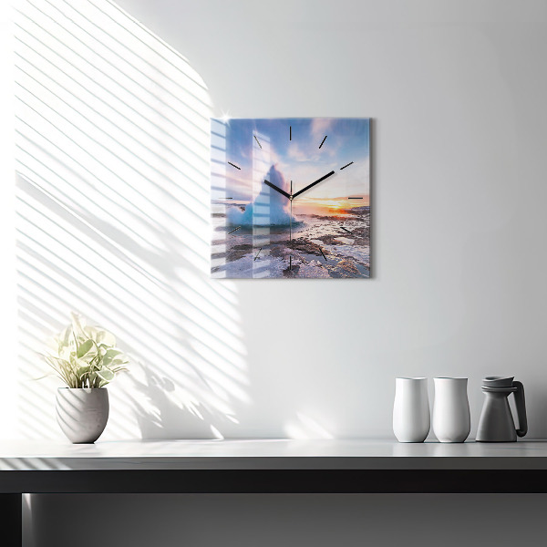 Wanduhr quadratisch mit motiv Geysir auf der Insel Island