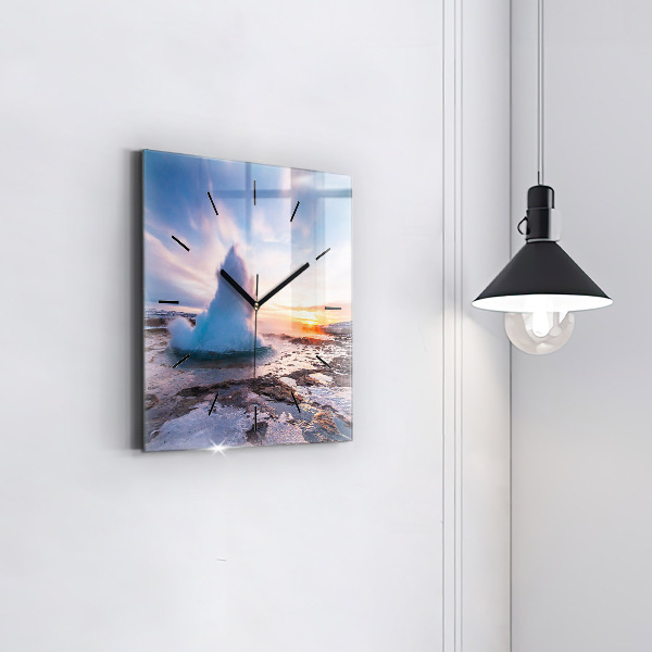 Wanduhr quadratisch mit motiv Geysir auf der Insel Island