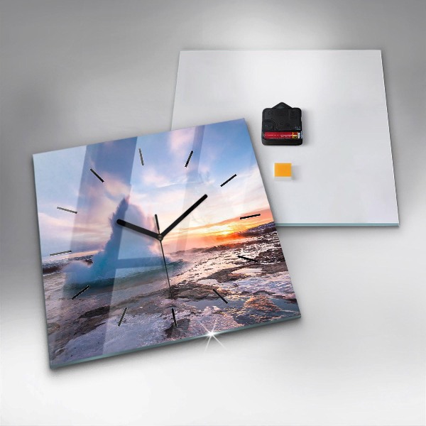 Wanduhr quadratisch mit motiv Geysir auf der Insel Island